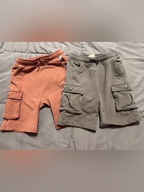Kids Pull-On Cargo Shorts Set in Rust and Gray Size 4T